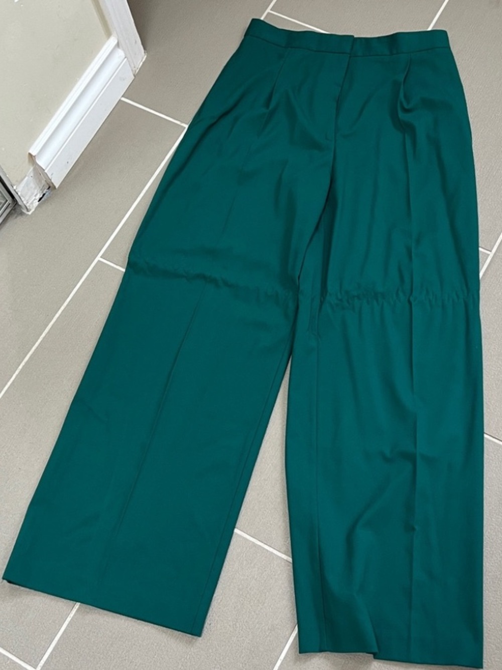 Zara Teal Wide-Leg High-Waist Pants - Picture 2 of 7